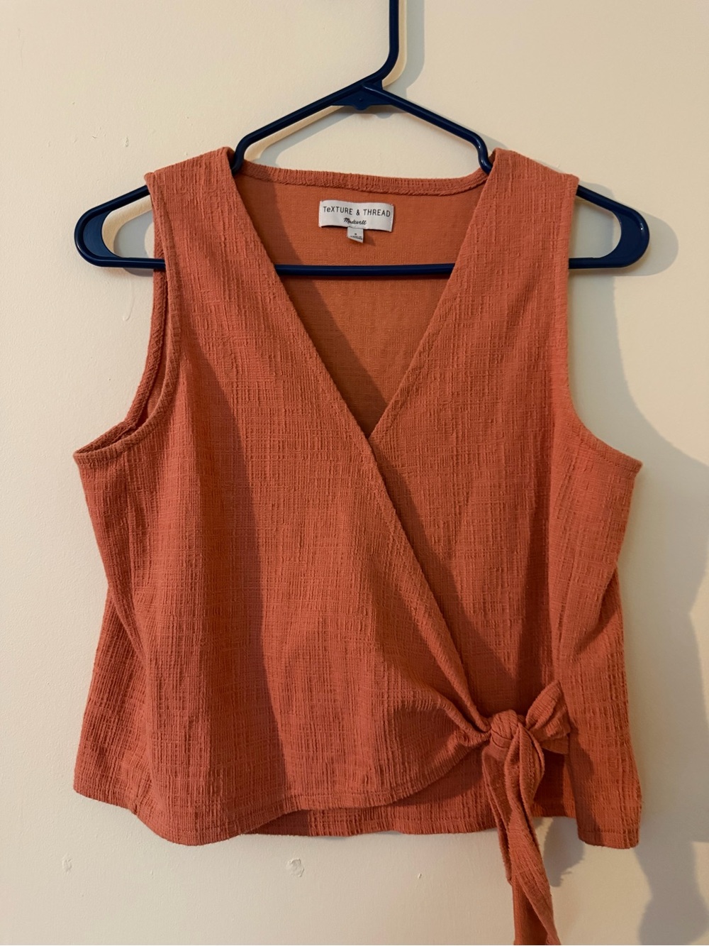Madewell Rust Tie-Waist Textured Sleeveless Tank
